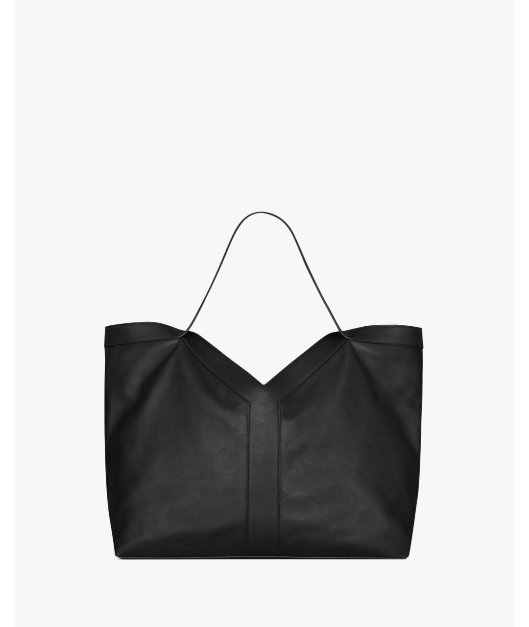 SAINT LAURENT Черная кожаная сумка тоут, фото 3