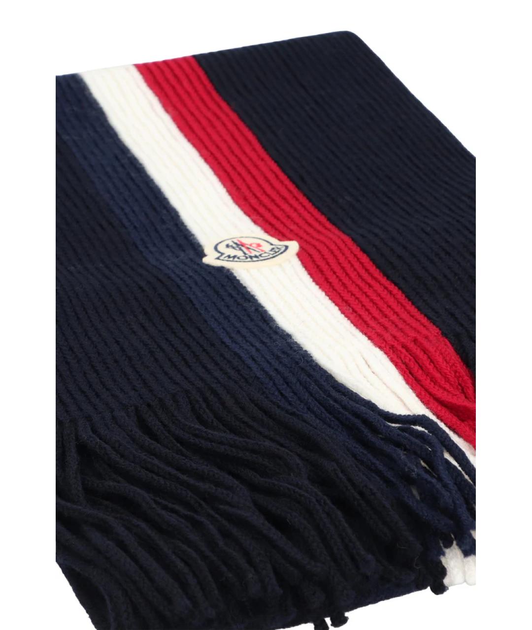 MONCLER Синий шерстяной шарф, фото 2
