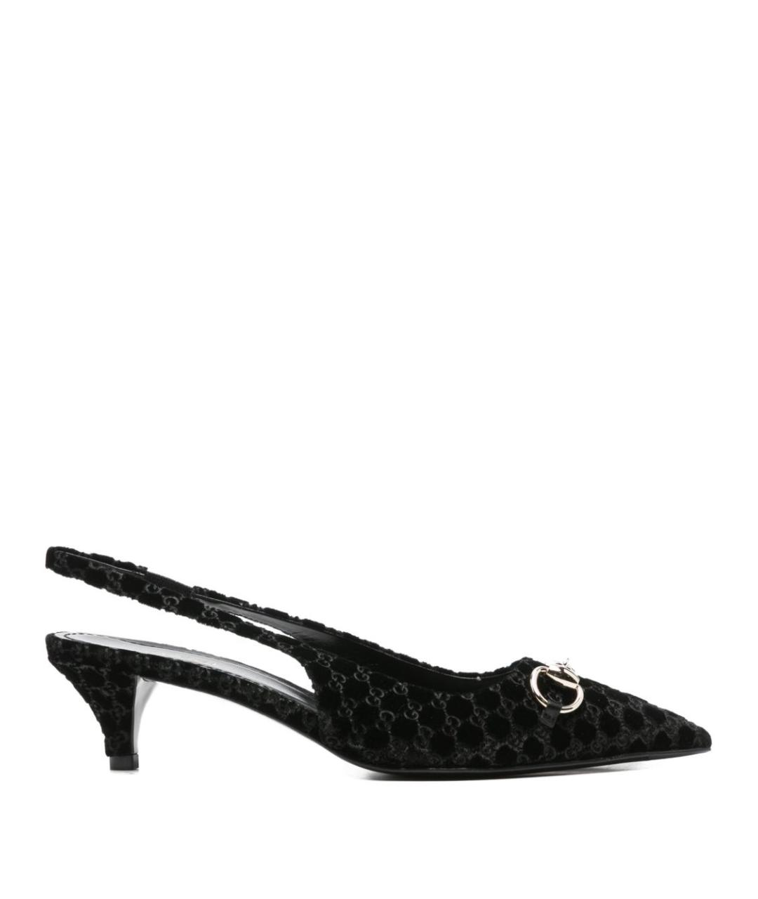 GUCCI Черные бархатные туфли, фото 1
