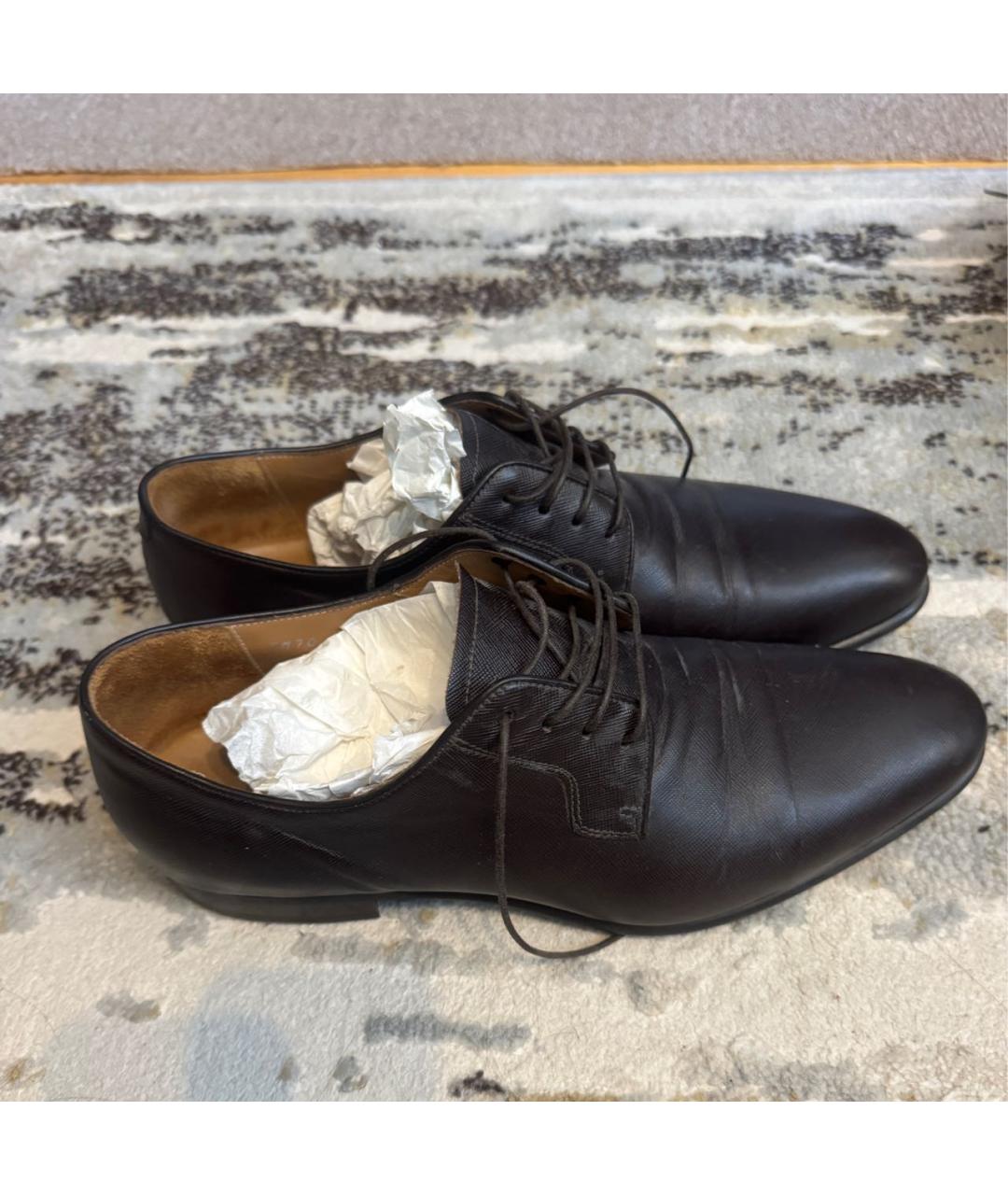 CORNELIANI Коричневые кожаные туфли, фото 4