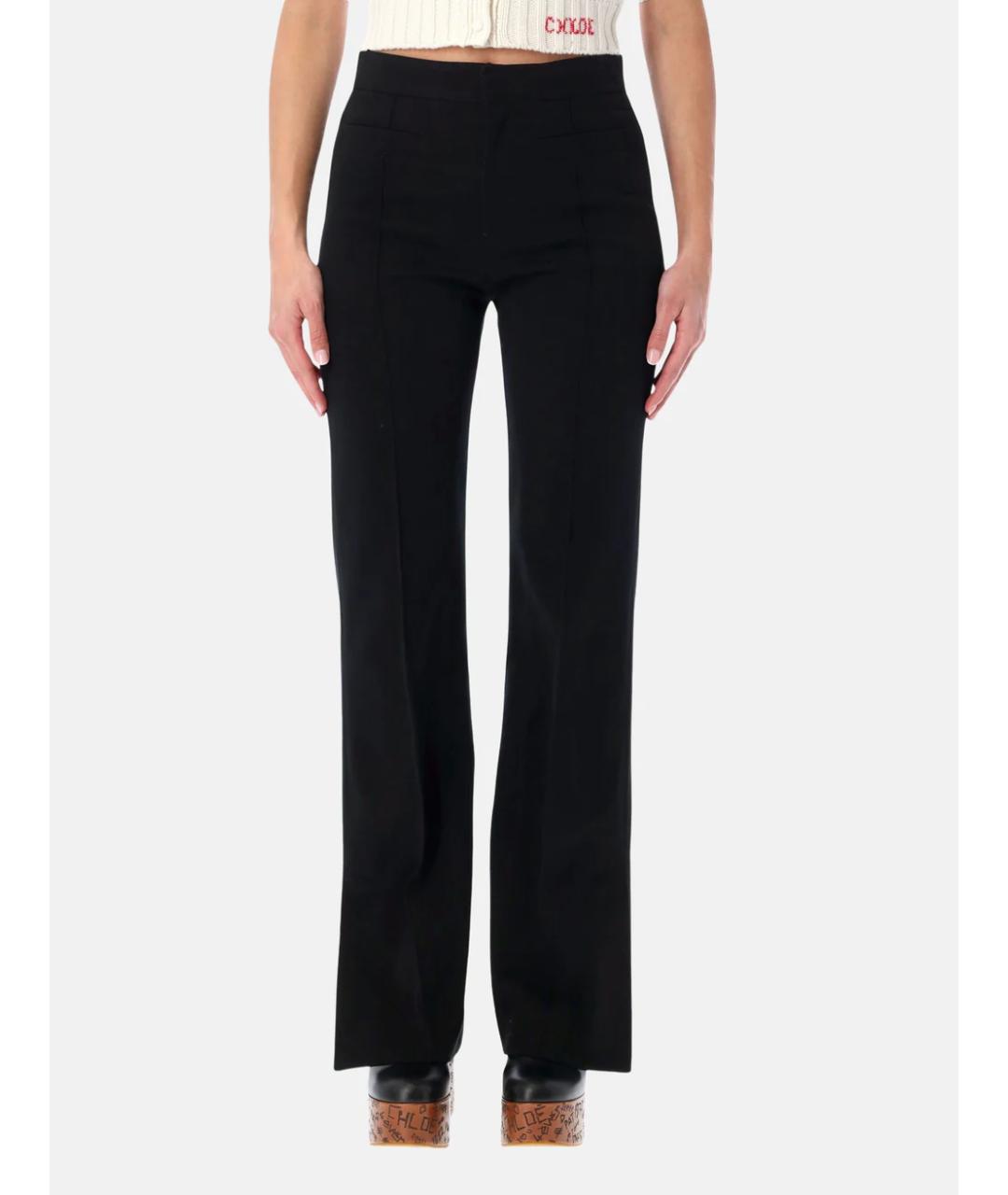CHLOE Черные хлопко-эластановые брюки узкие, фото 3