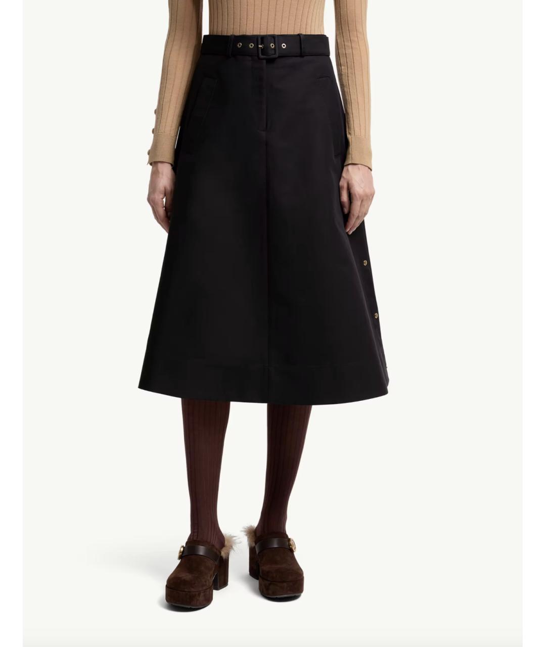MONCLER Черная хлопковая юбка миди, фото 4