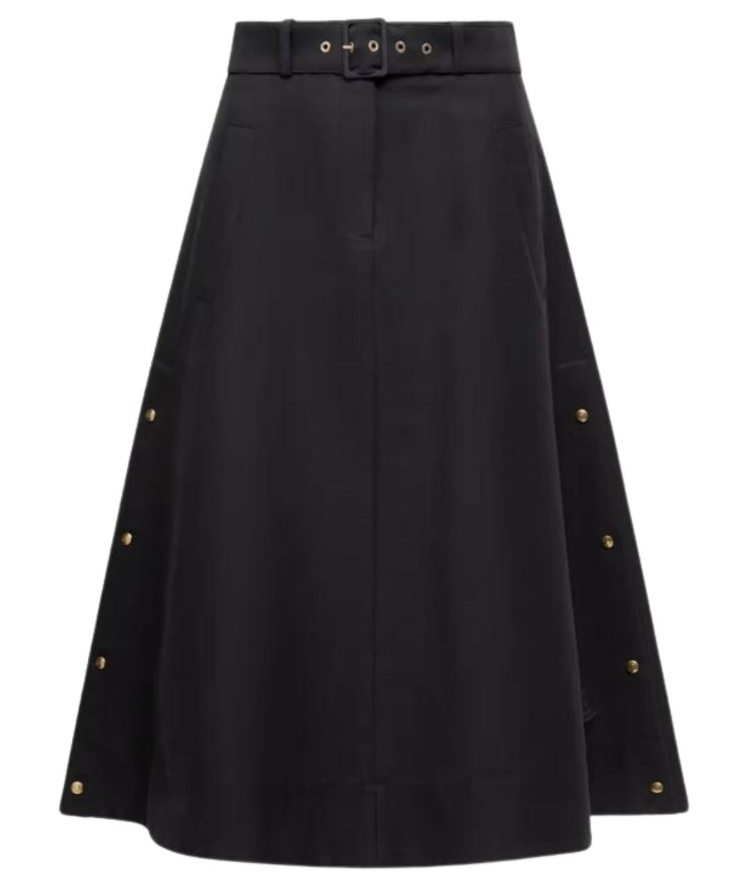 MONCLER Черная хлопковая юбка миди, фото 1