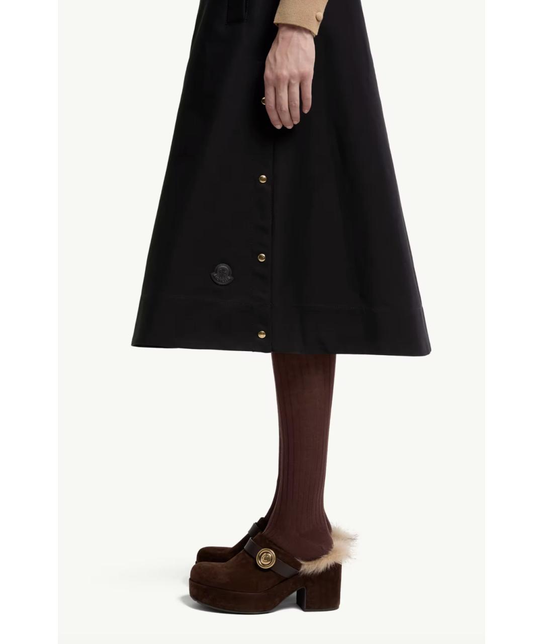 MONCLER Черная хлопковая юбка миди, фото 3