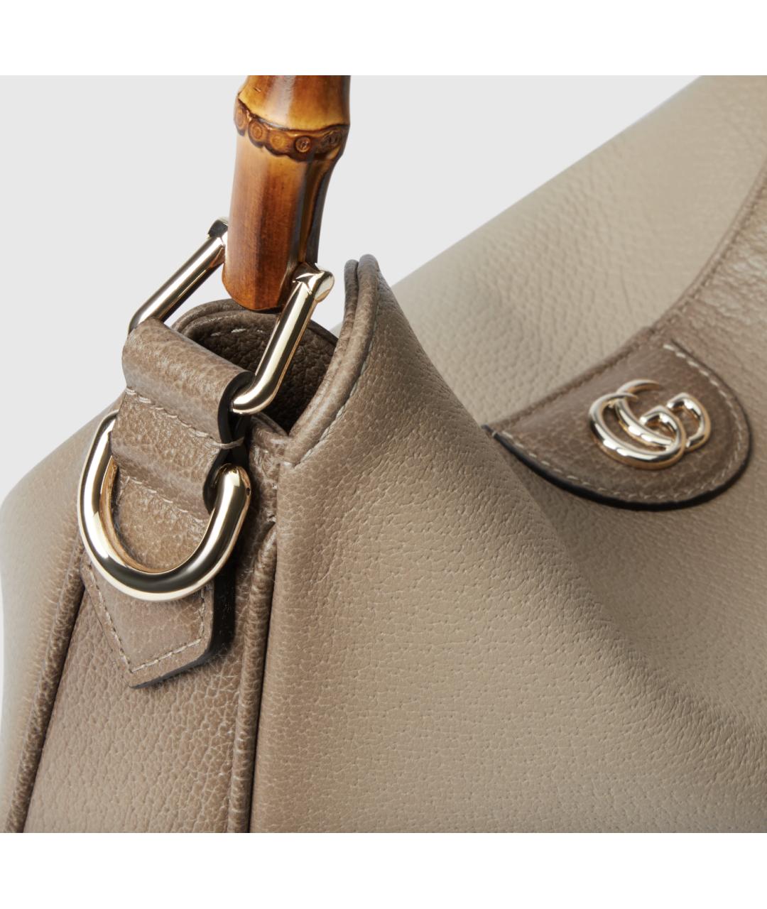 GUCCI Бежевая кожаная сумка с короткими ручками, фото 4