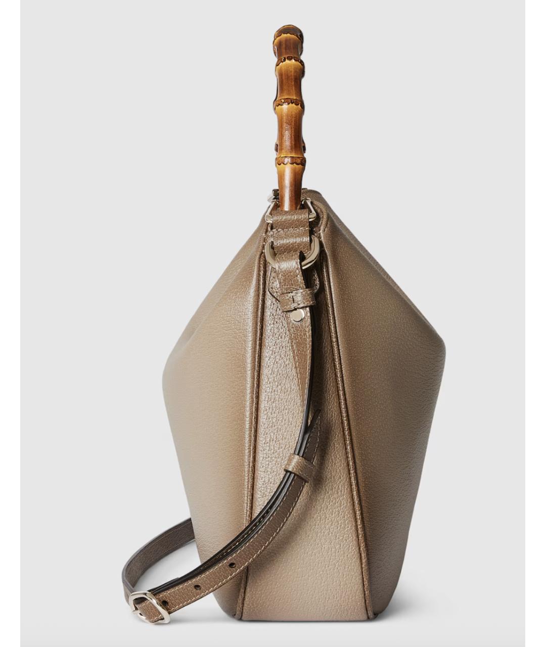 GUCCI Бежевая кожаная сумка с короткими ручками, фото 5