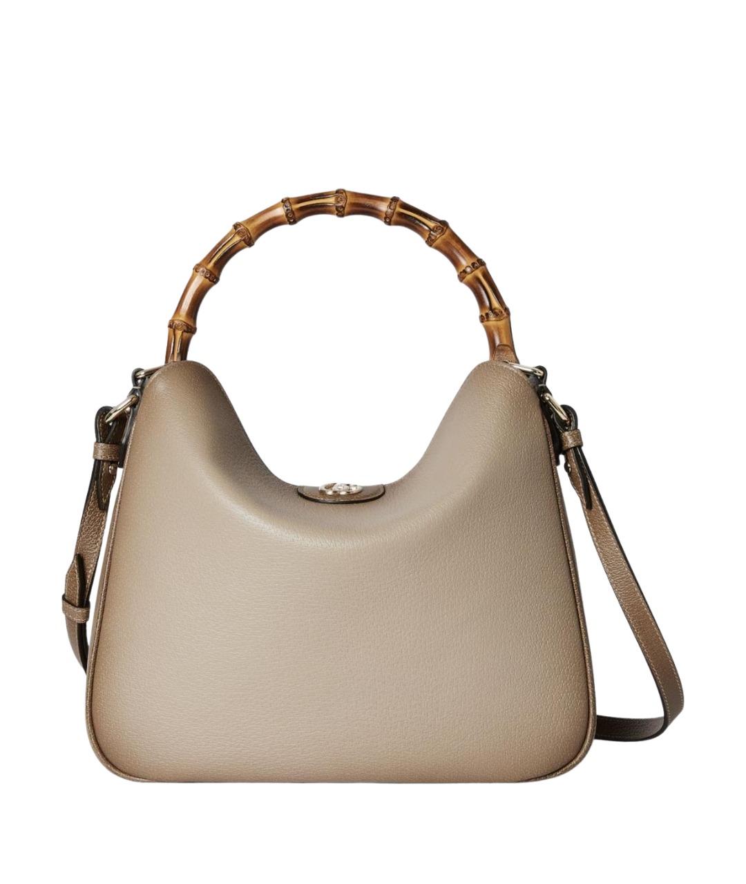 GUCCI Бежевая кожаная сумка с короткими ручками, фото 1