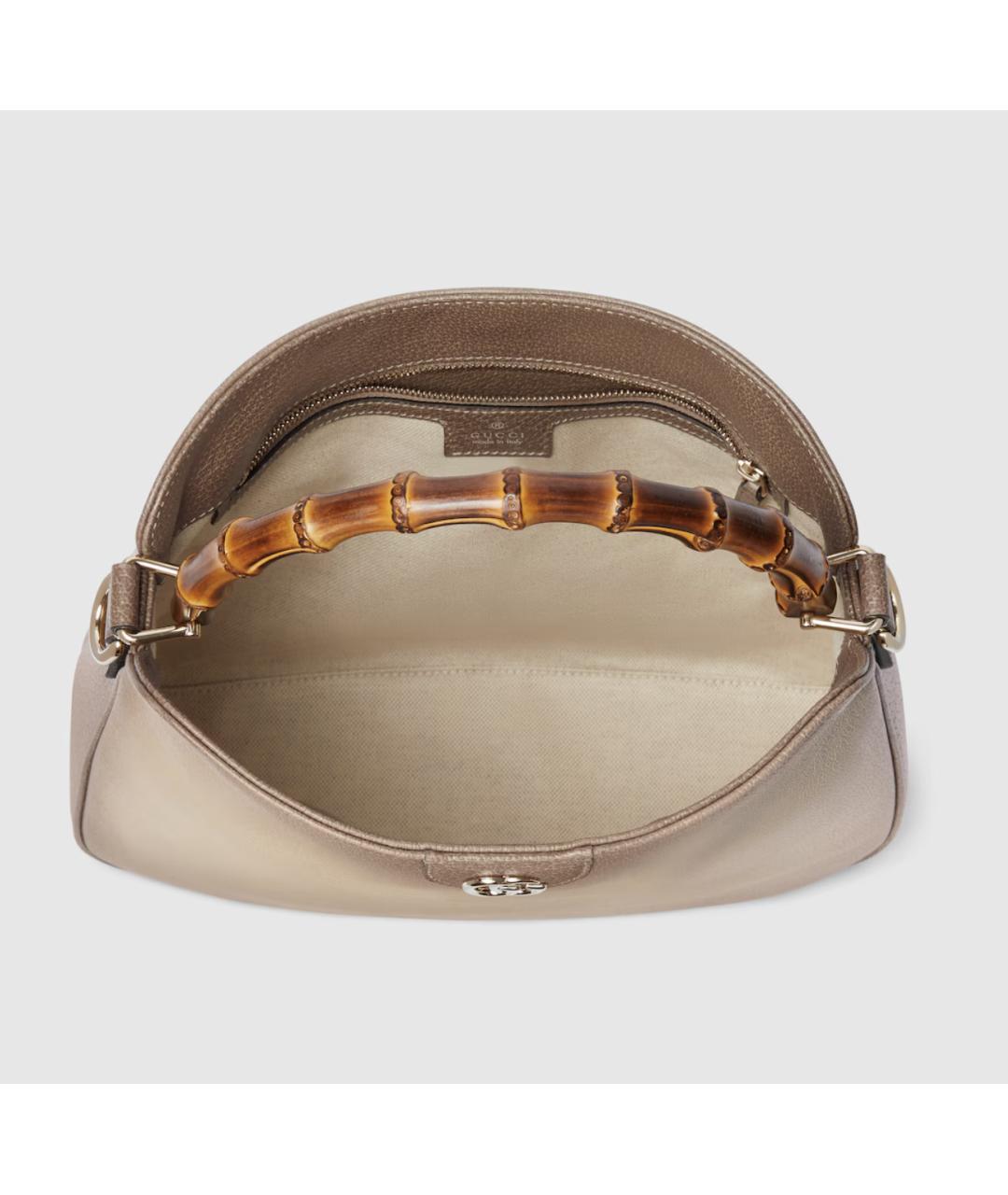 GUCCI Бежевая кожаная сумка с короткими ручками, фото 6