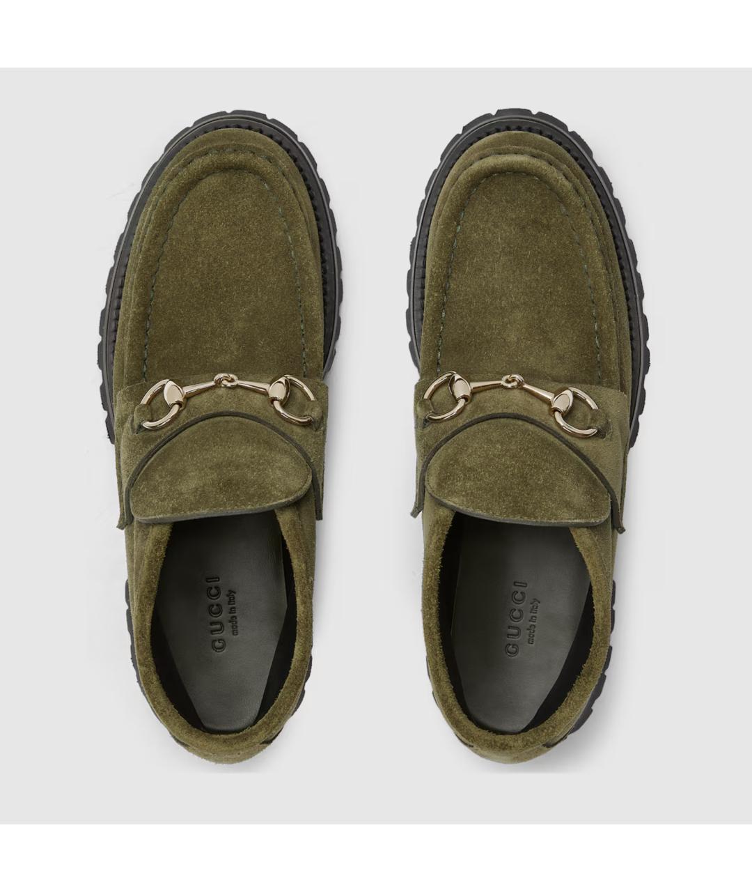 GUCCI Зеленые замшевые ботинки, фото 4