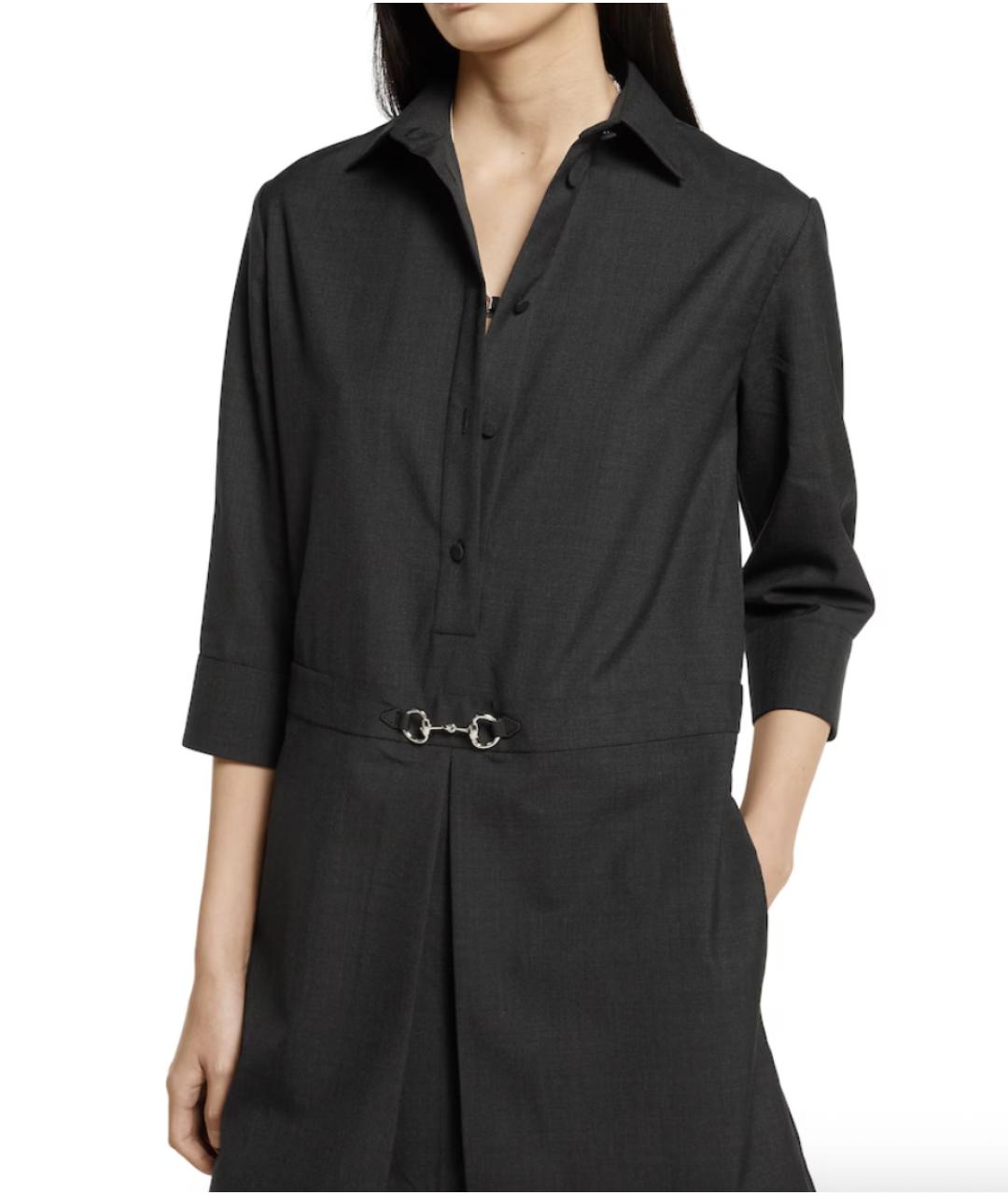 GUCCI Антрацитовое шерстяное повседневное платье, фото 3