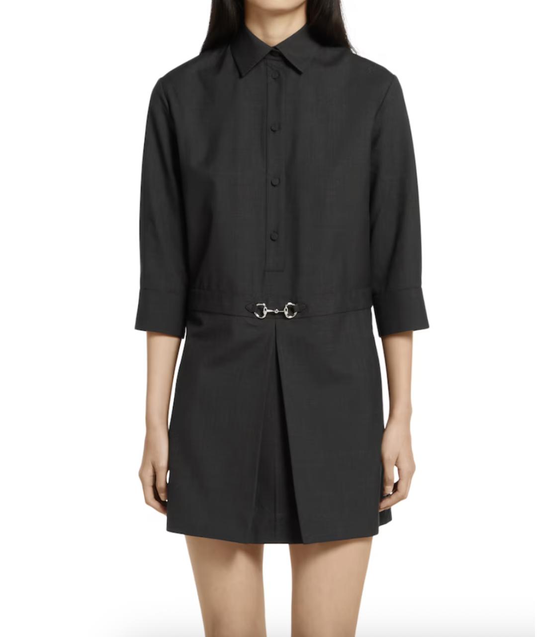 GUCCI Антрацитовое шерстяное повседневное платье, фото 2