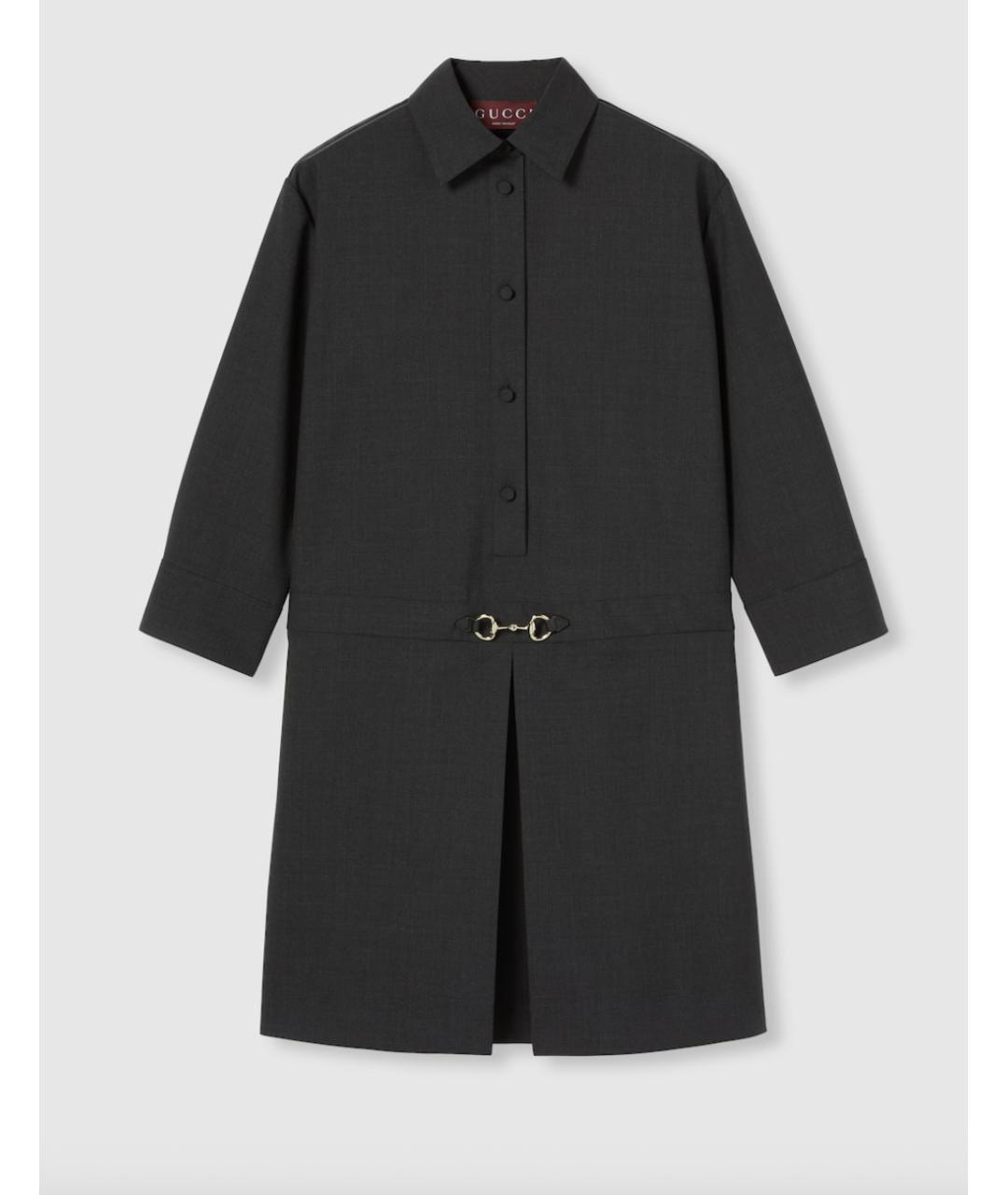 GUCCI Антрацитовое шерстяное повседневное платье, фото 7