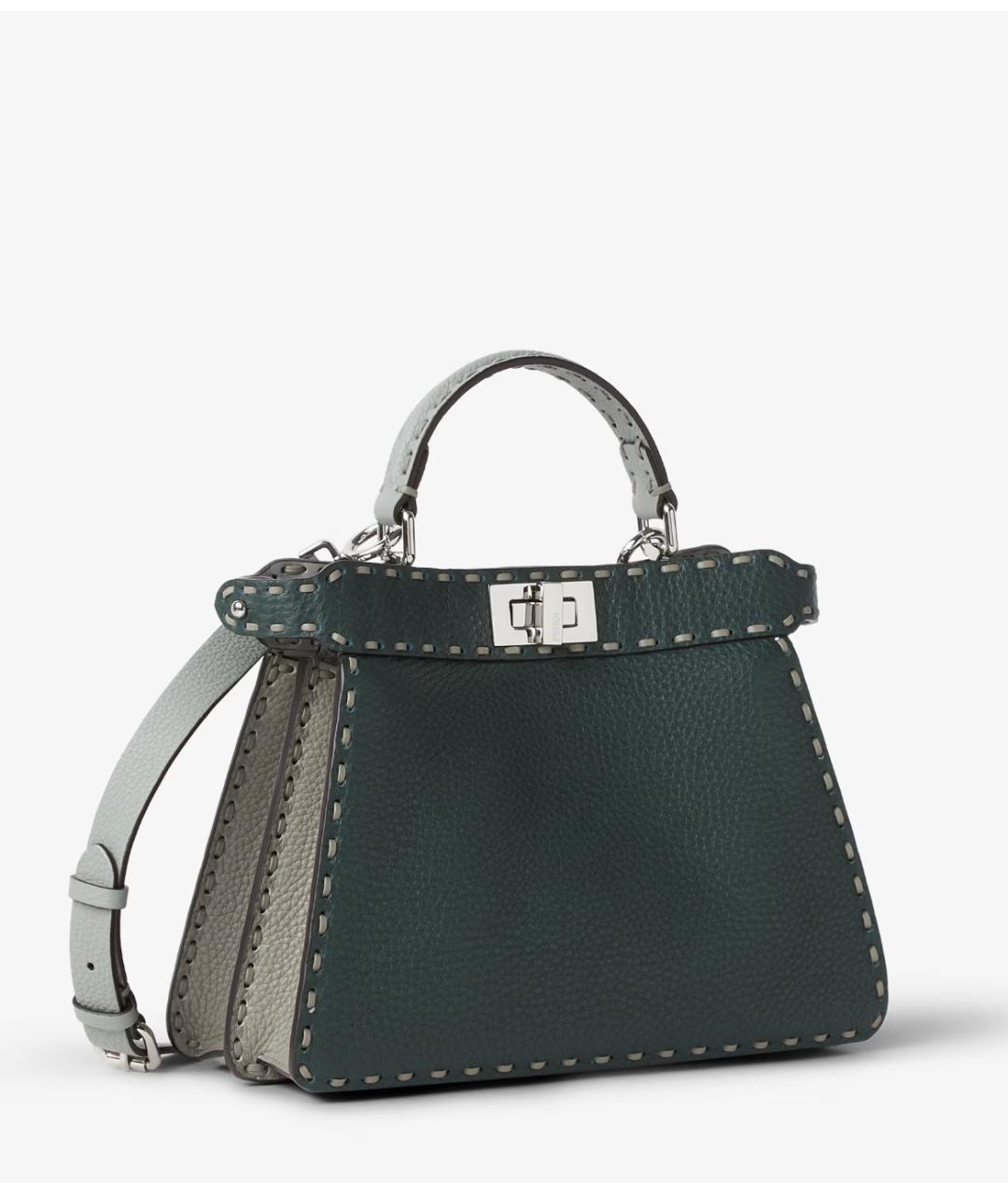 FENDI Зеленая кожаная сумка тоут, фото 3