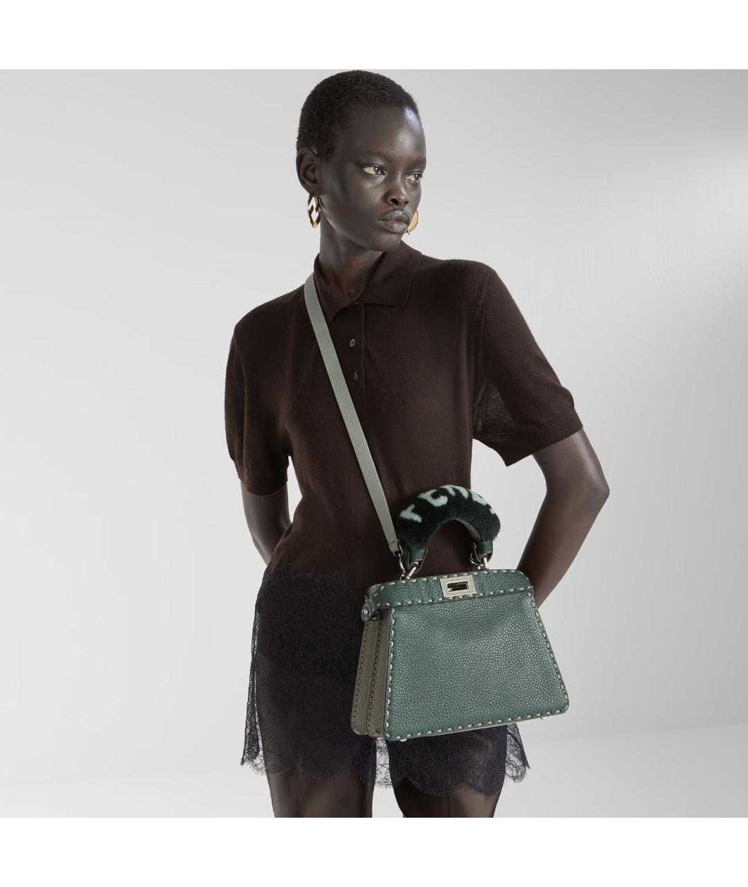 FENDI Зеленая кожаная сумка тоут, фото 6