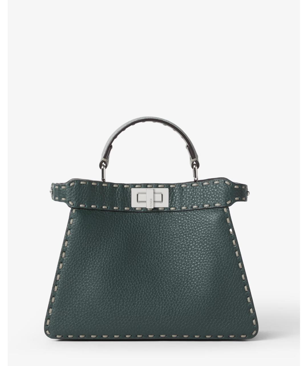 FENDI Зеленая кожаная сумка тоут, фото 7