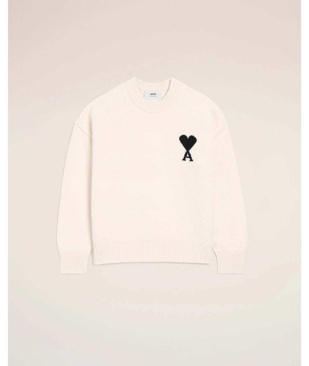 Ami Paris Белый шерстяной джемпер / свитер, фото 5