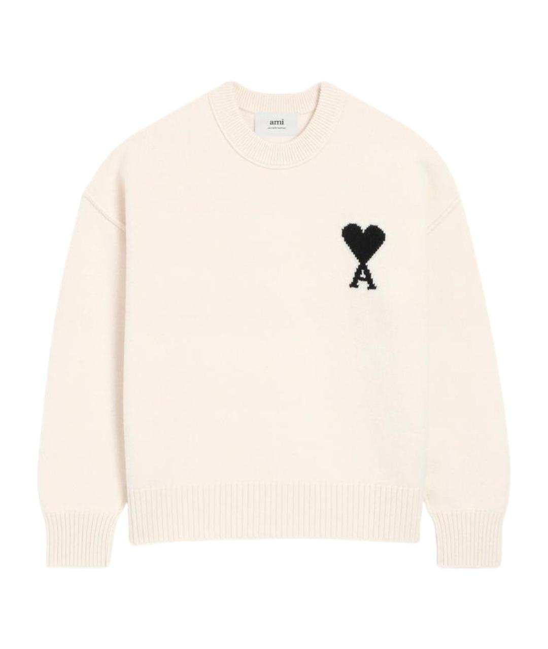 Ami Paris Белый шерстяной джемпер / свитер, фото 1