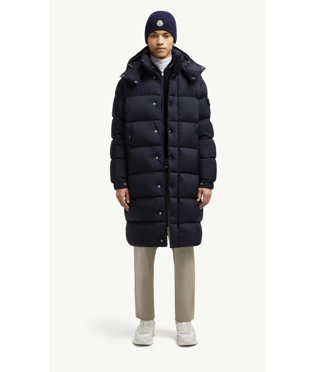 MONCLER Темно-синий полиамидовый пуховик, фото 2