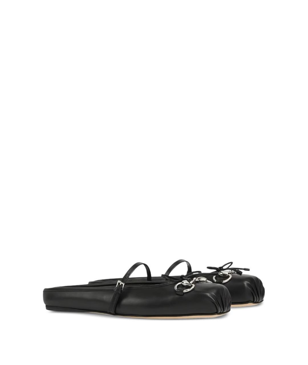 GUCCI Черные кожаные балетки, фото 2