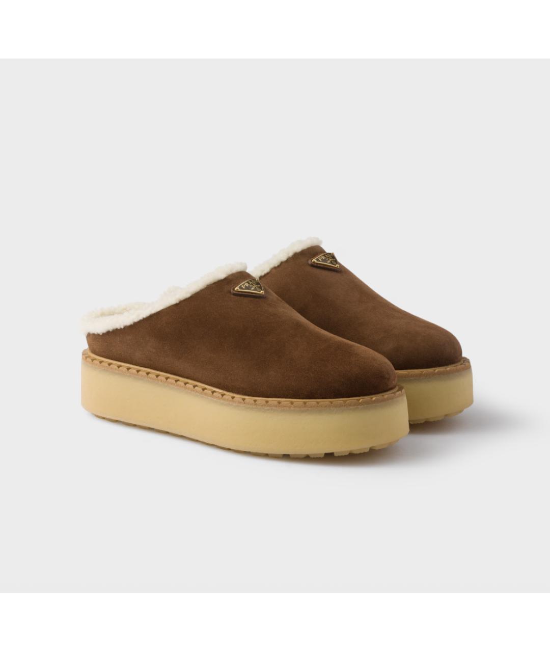 PRADA Коричневые замшевые сабо, фото 2