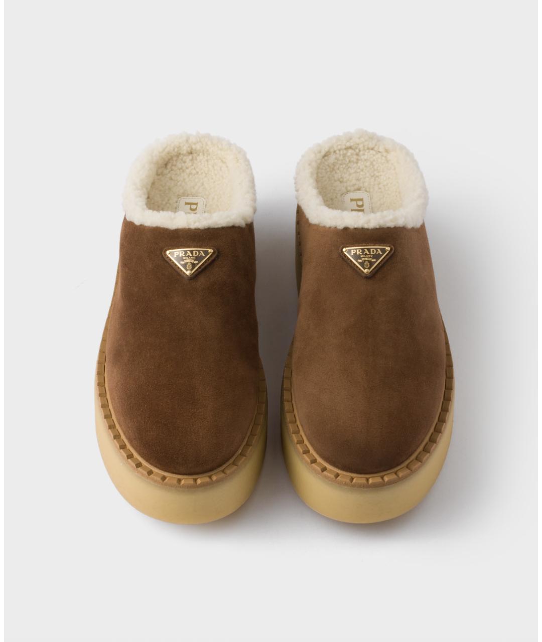 PRADA Коричневые замшевые сабо, фото 3
