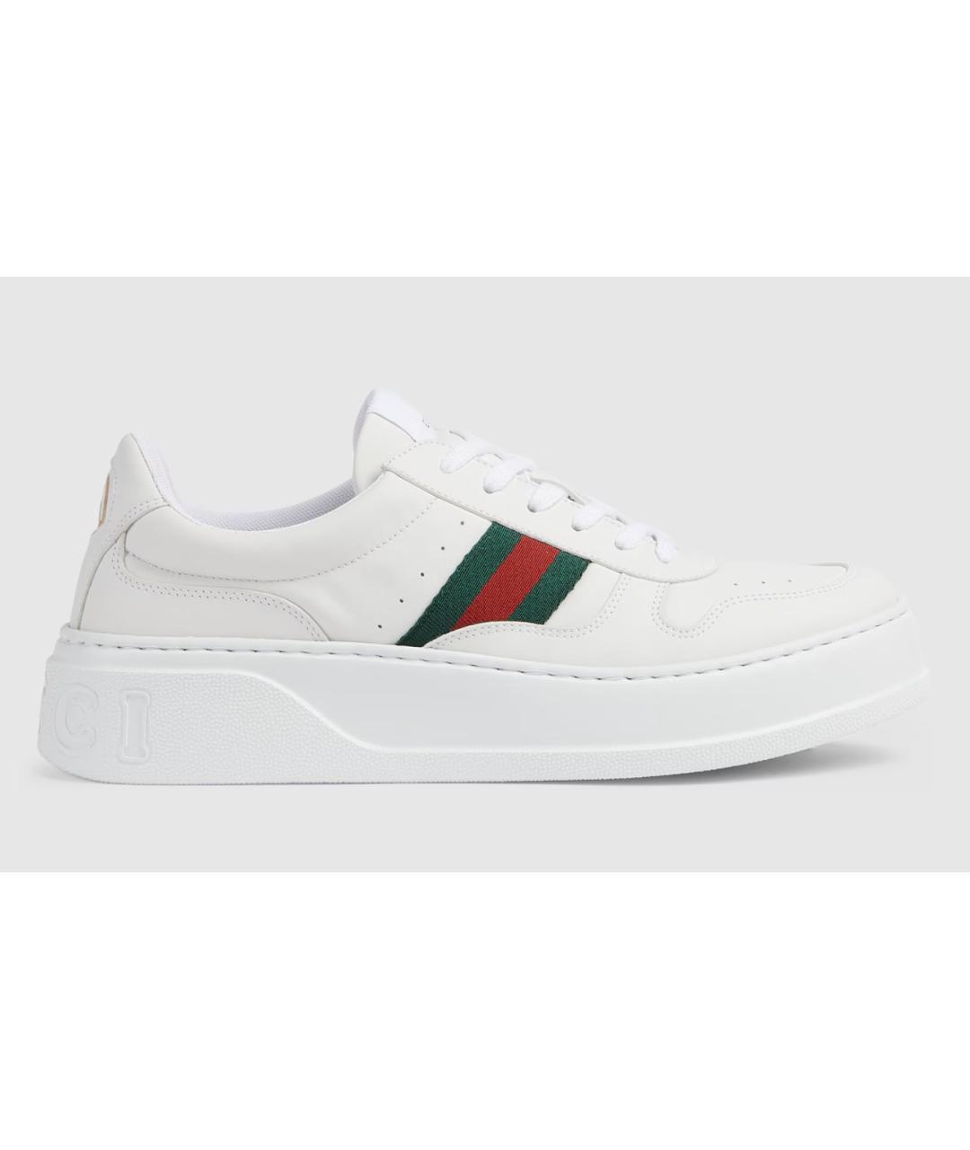 GUCCI Белые кожаные низкие кроссовки / кеды, фото 4