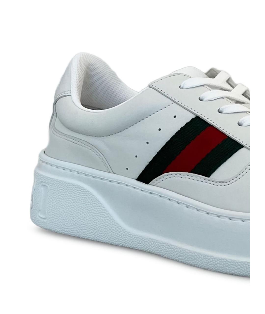 GUCCI Белые кожаные низкие кроссовки / кеды, фото 3