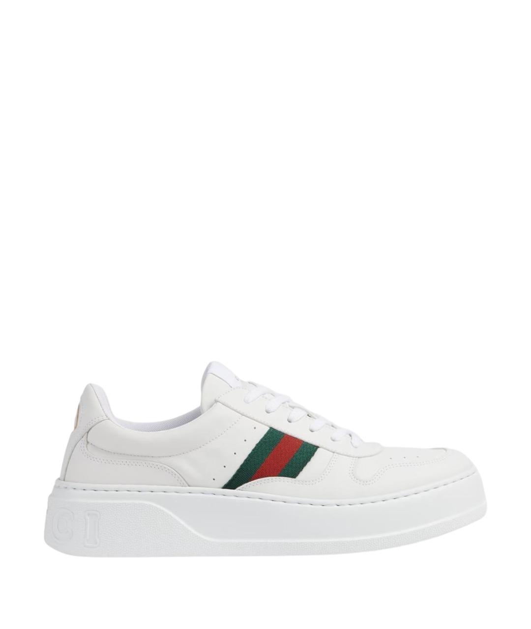 GUCCI Белые кожаные низкие кроссовки / кеды, фото 1