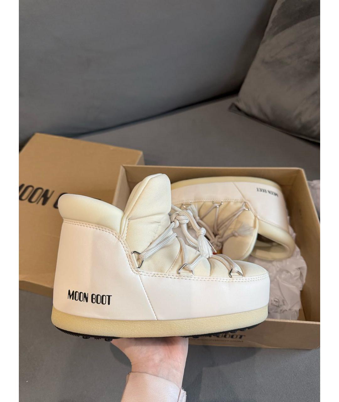 MOON BOOT Бежевые кожаные ботинки, фото 8