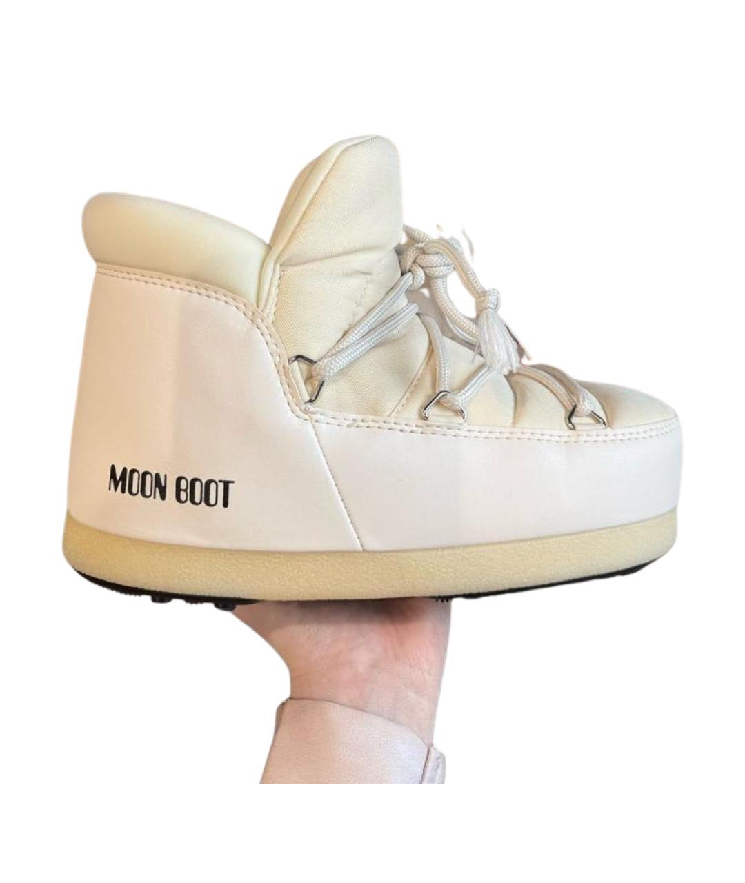MOON BOOT Бежевые кожаные ботинки, фото 9