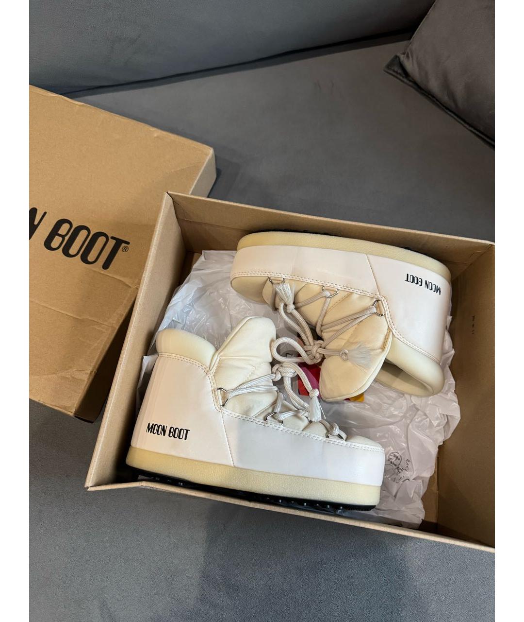 MOON BOOT Бежевые кожаные ботинки, фото 2