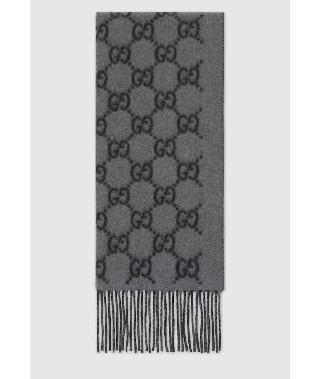 GUCCI Антрацитовый кашемировый шарф, фото 4