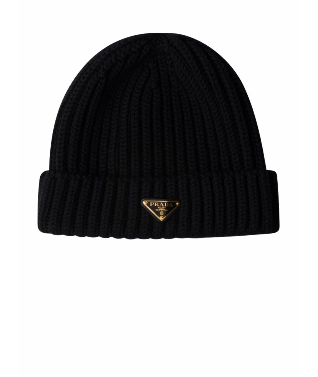 PRADA Черная шерстяная шапка, фото 1