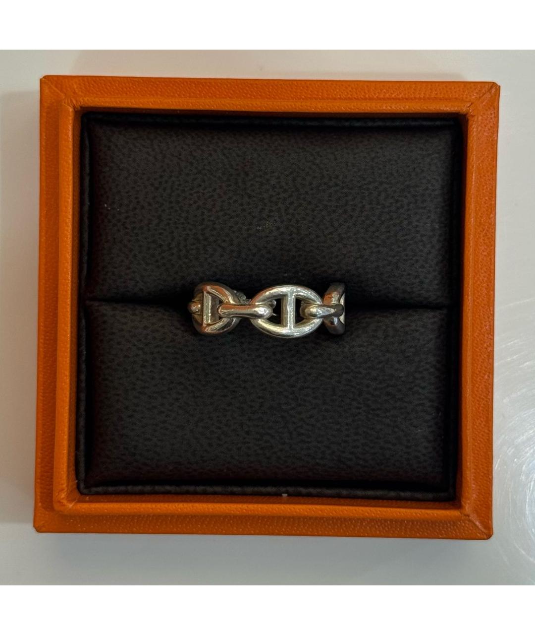 HERMES Серое серебряное кольцо, фото 5