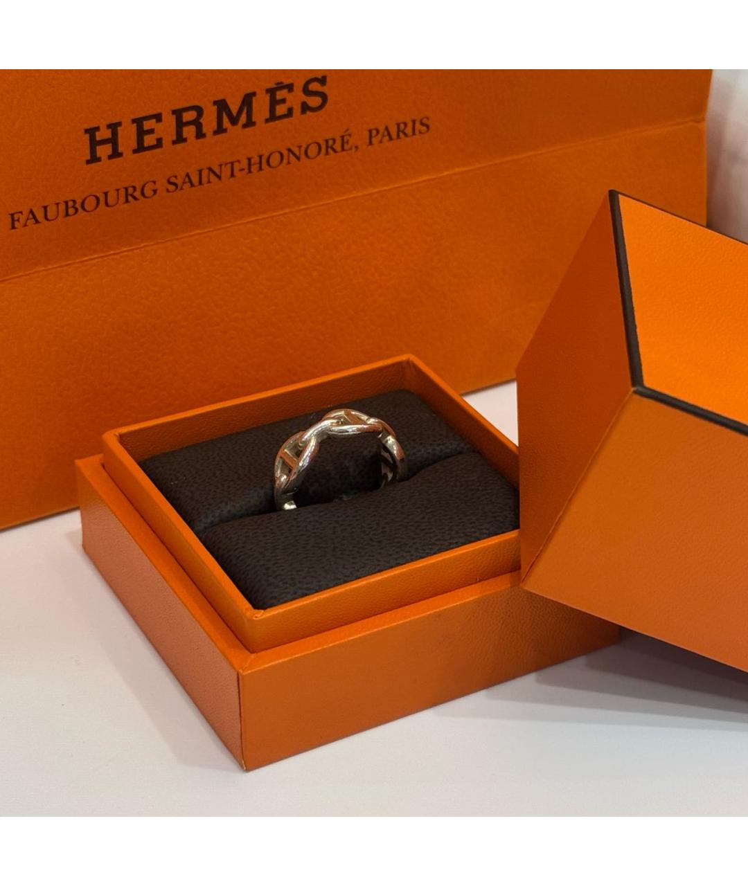 HERMES Серое серебряное кольцо, фото 3