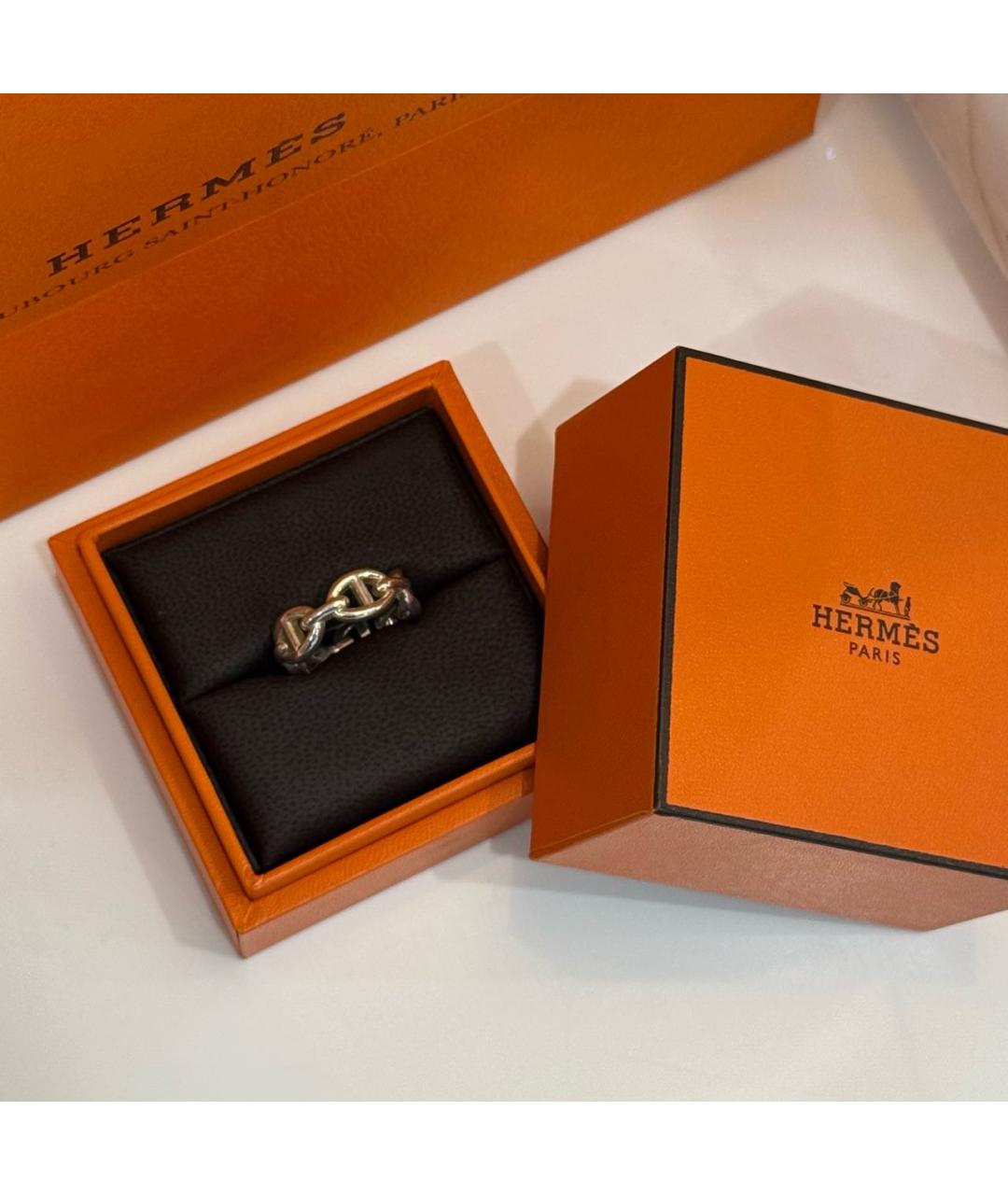 HERMES Серое серебряное кольцо, фото 2