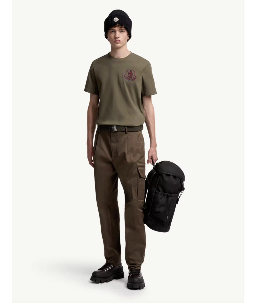 MONCLER Зеленая хлопковая футболка, фото 2