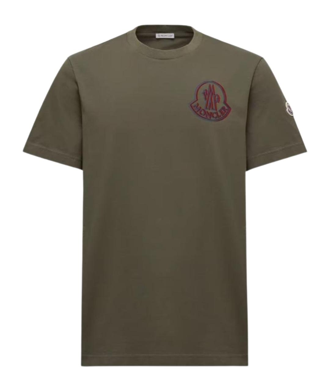MONCLER Зеленая хлопковая футболка, фото 1
