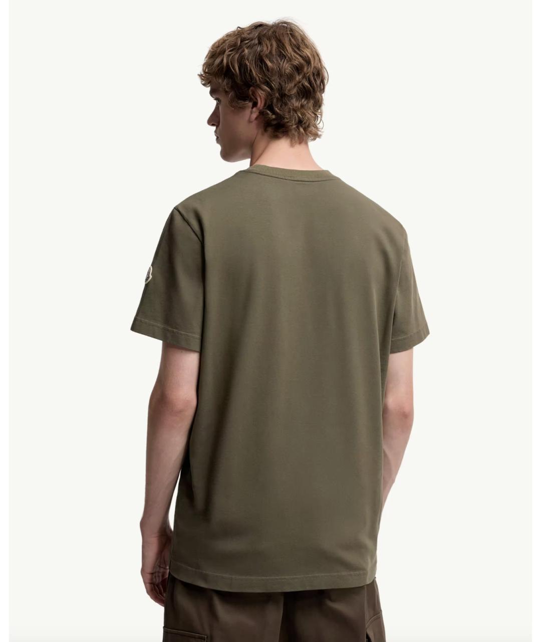 MONCLER Зеленая хлопковая футболка, фото 5