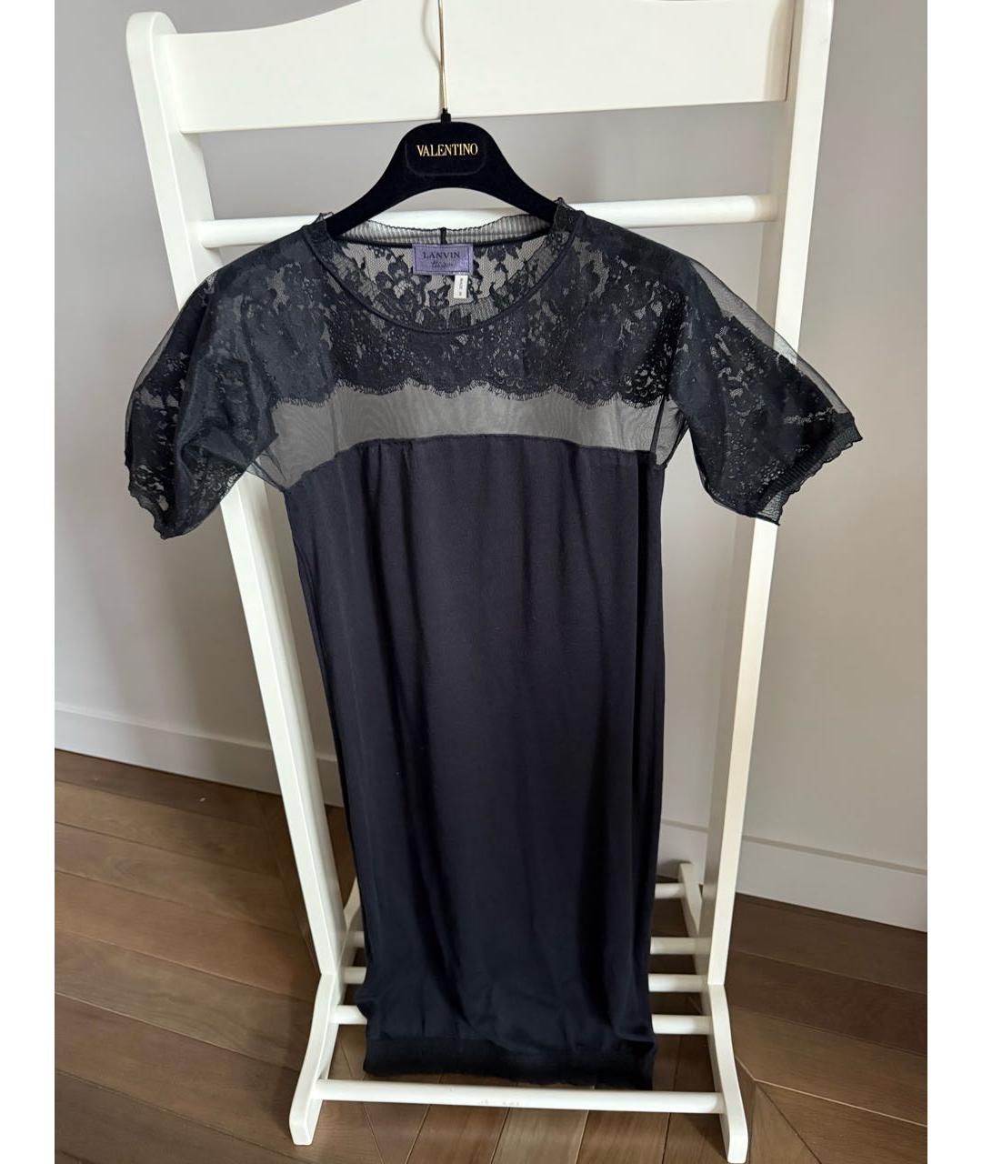 LANVIN Черное кружевное коктейльное платье, фото 4