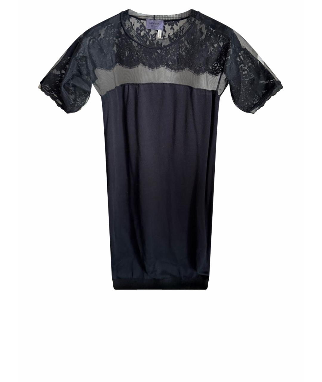 LANVIN Черное кружевное коктейльное платье, фото 1