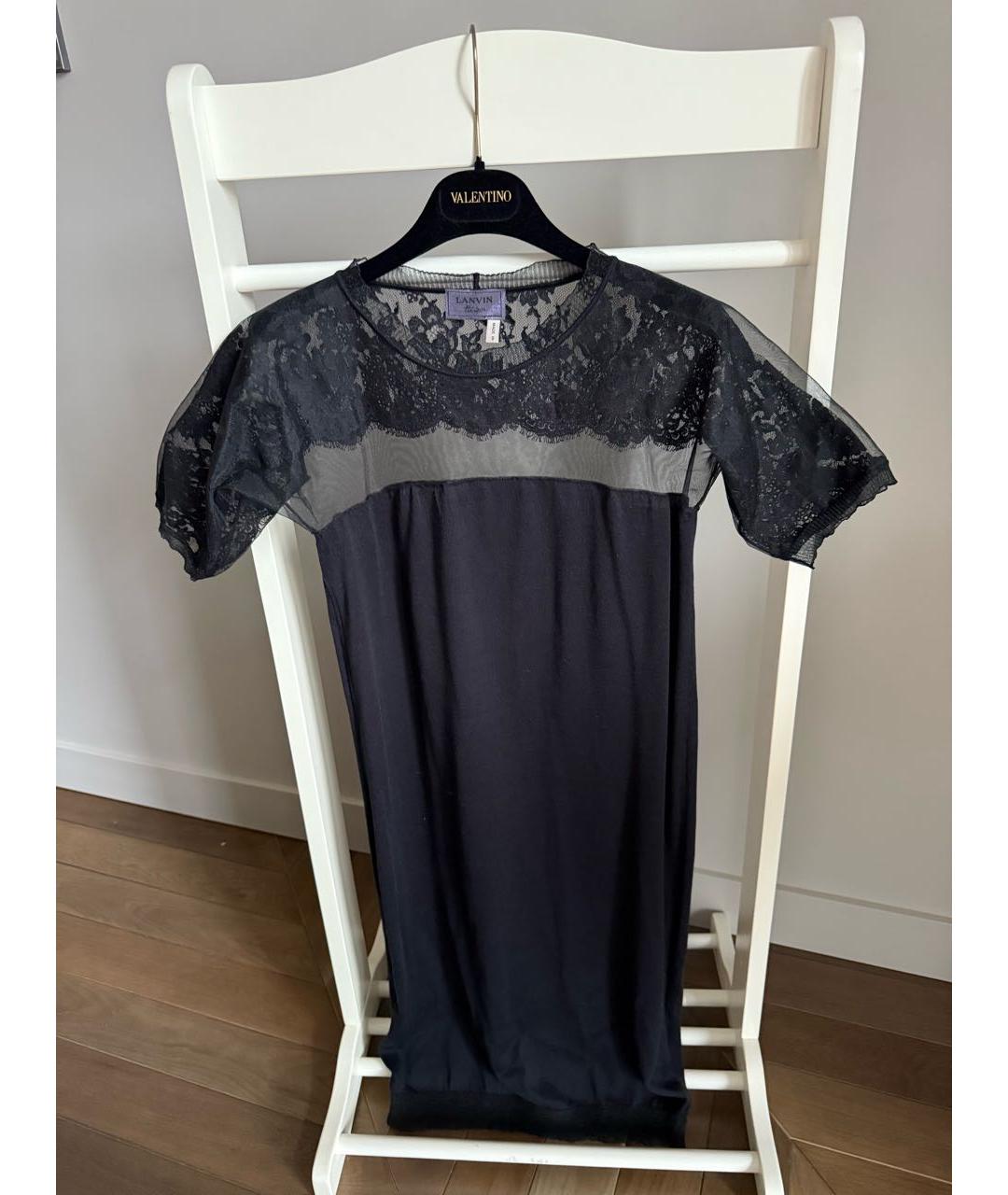 LANVIN Черное кружевное коктейльное платье, фото 3
