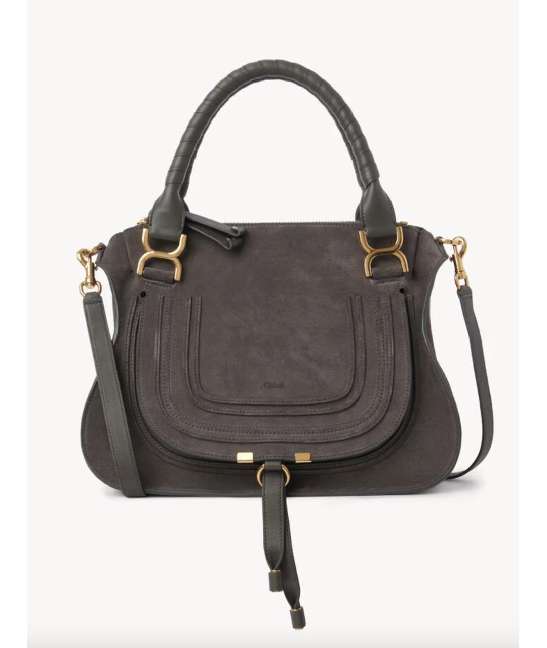 CHLOE Серая замшевая сумка тоут, фото 6