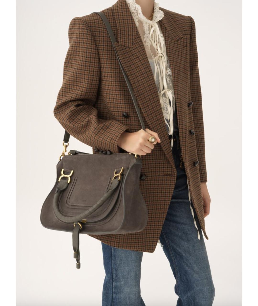 CHLOE Серая замшевая сумка тоут, фото 3