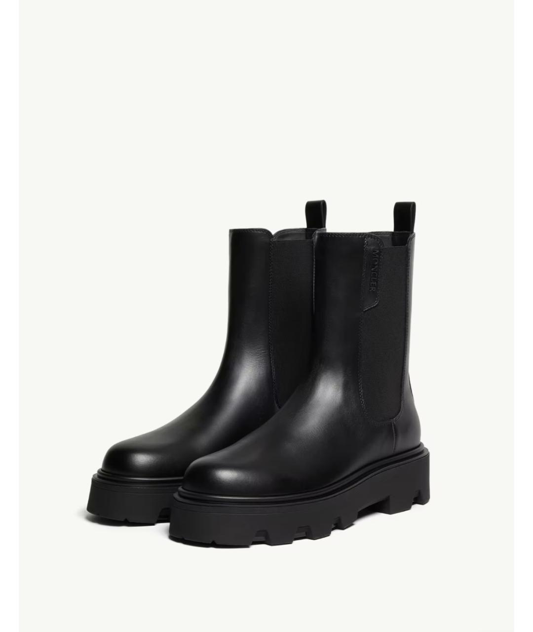 MONCLER Черные кожаные ботинки, фото 4