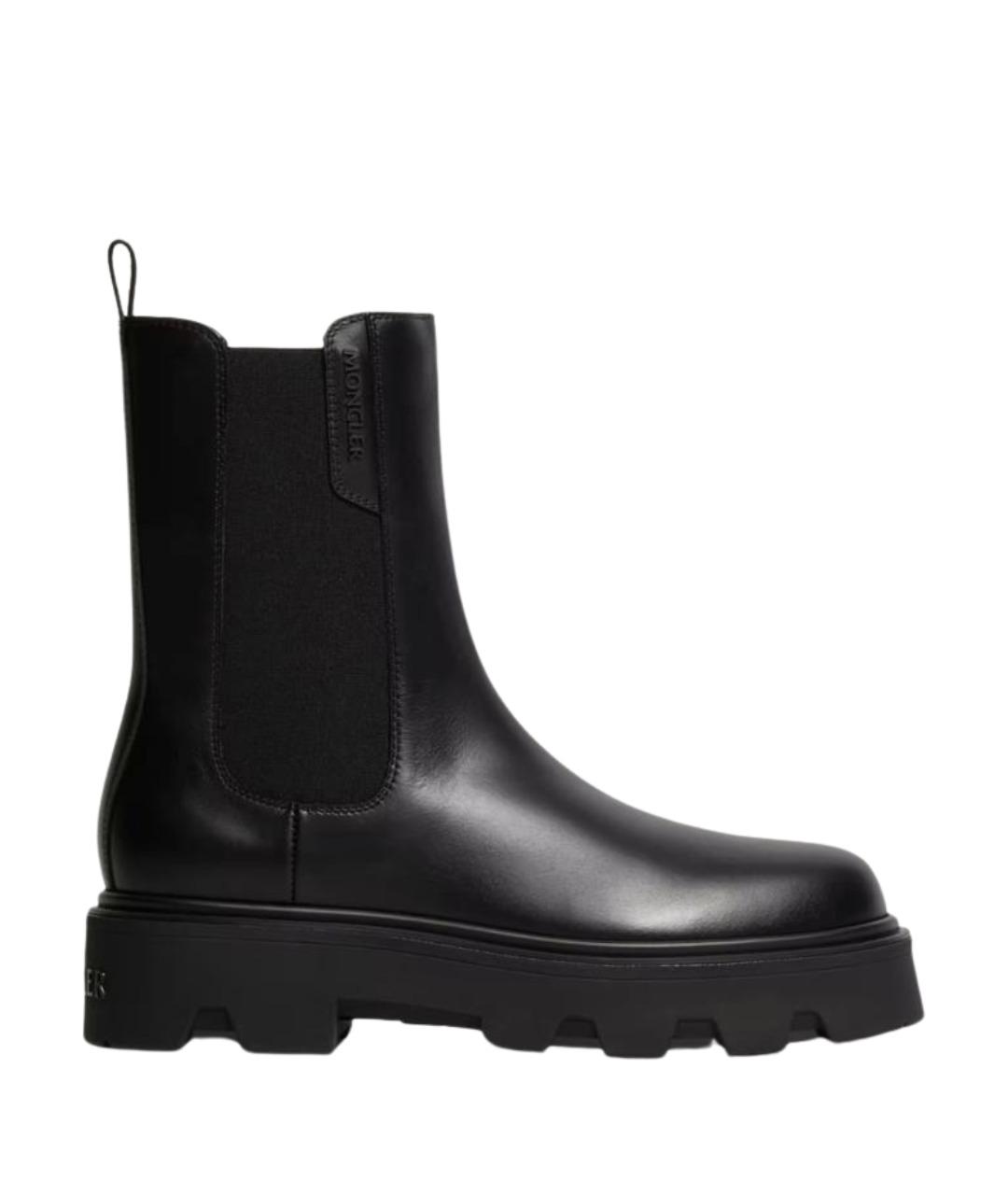 MONCLER Черные кожаные ботинки, фото 1