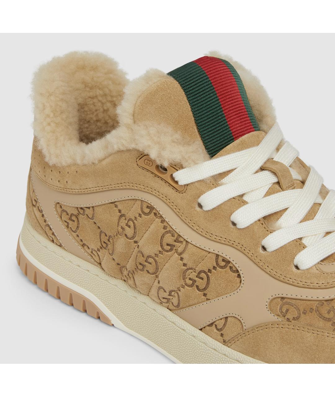 GUCCI Бежевые замшевые кеды, фото 3