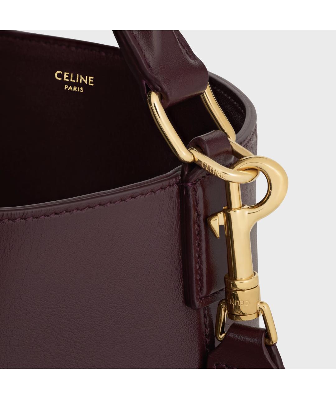 CELINE Бордовая кожаная сумка тоут, фото 5