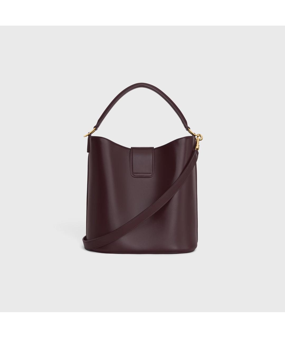 CELINE Бордовая кожаная сумка тоут, фото 3