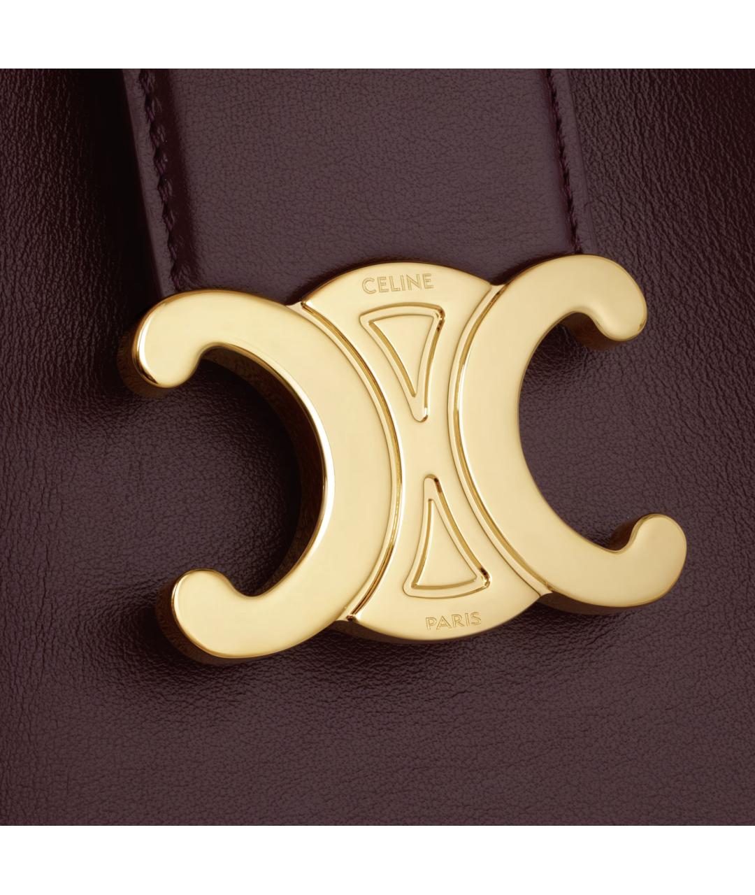 CELINE Бордовая кожаная сумка тоут, фото 6